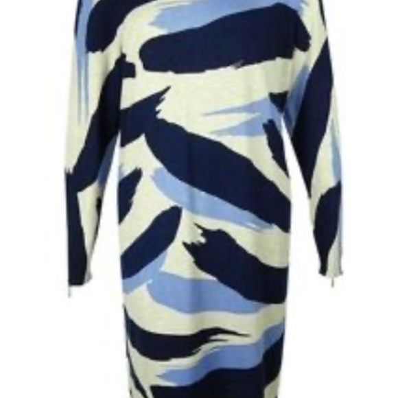 INC International Concepts Sweater Dress Womens Camuflaje Blue Zip Long Sleeve - Picture 8 of 16